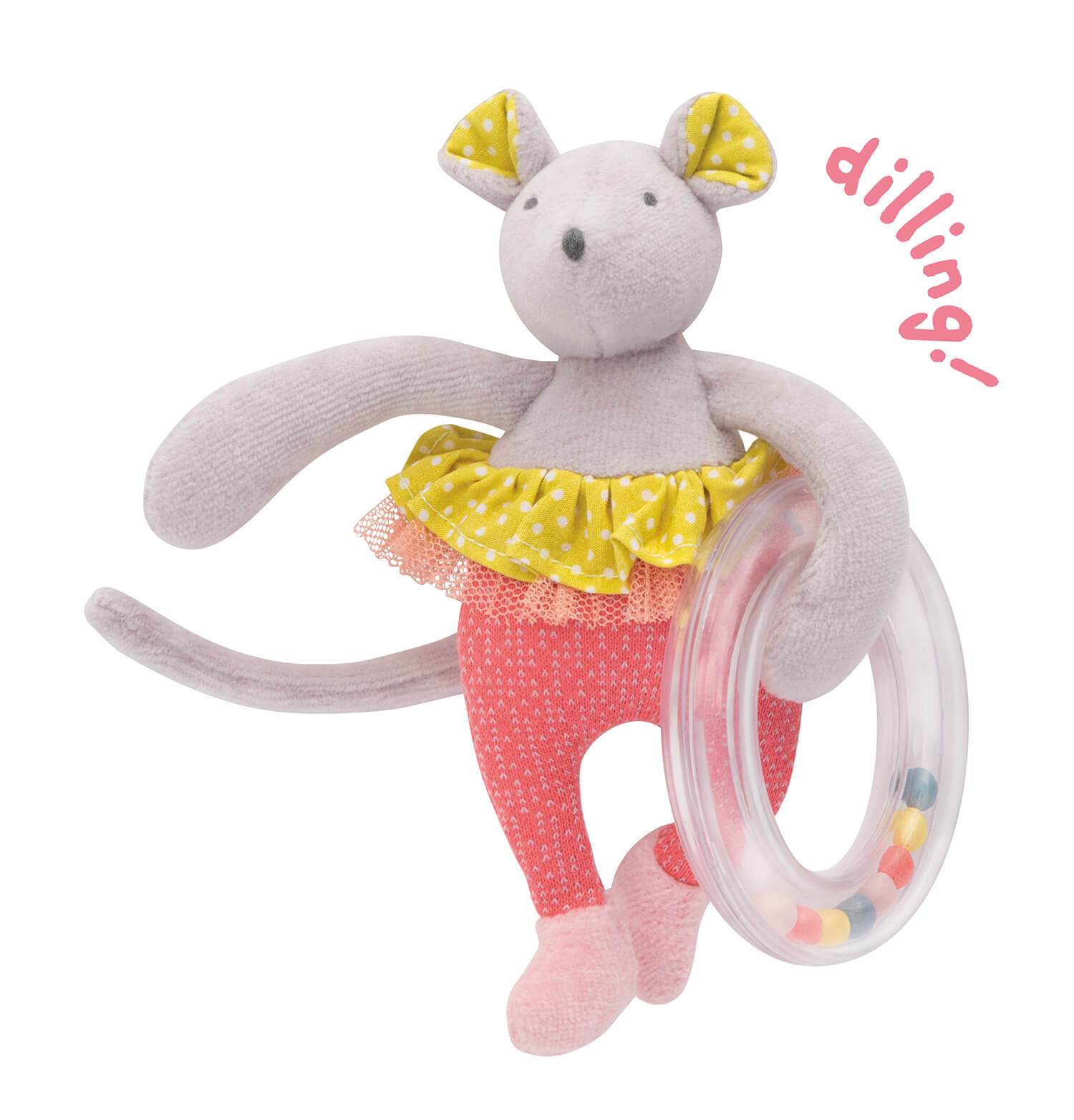 Mouse with Ring Rattle by Moulin Roty